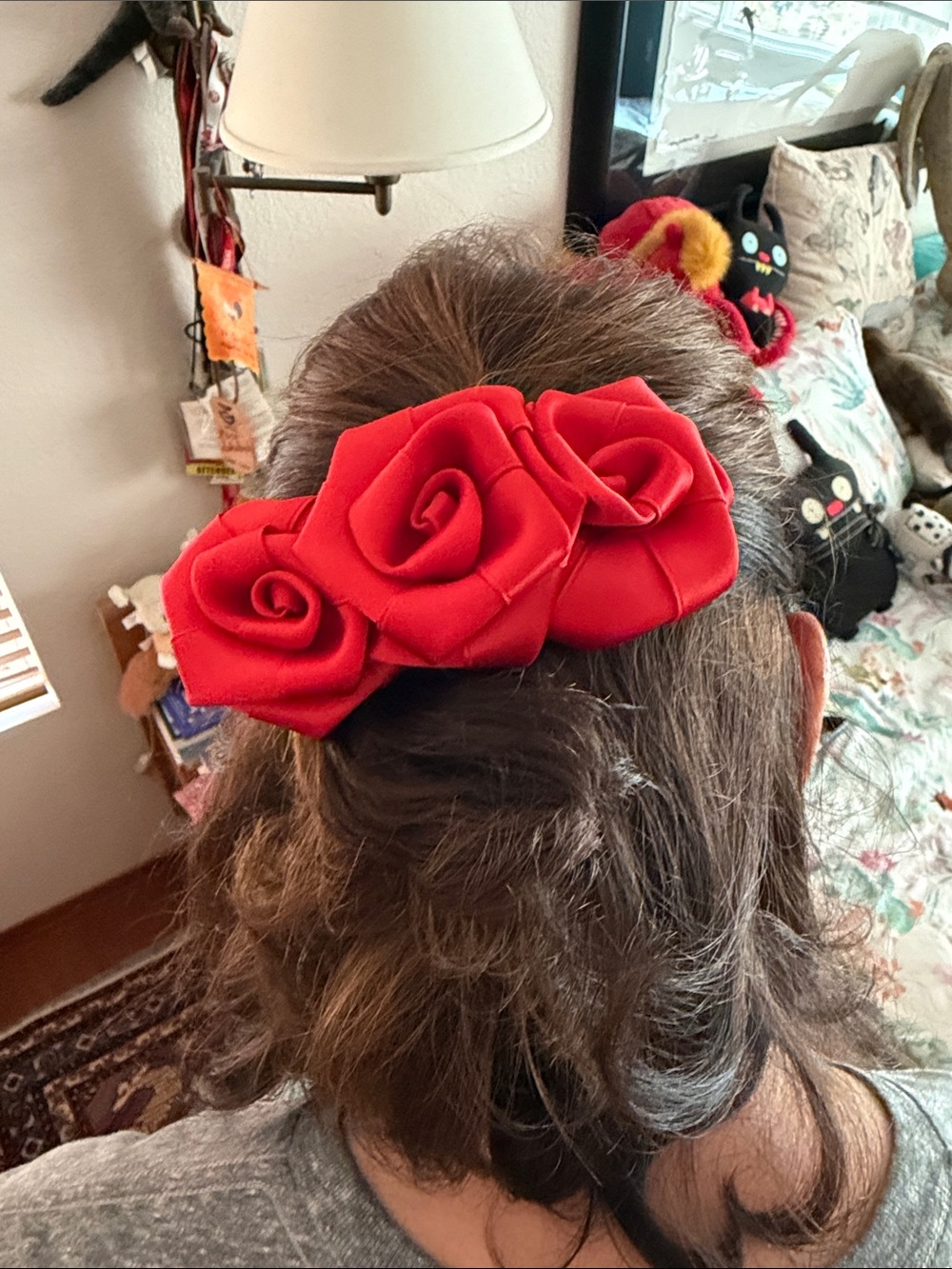Red Rose Fabric Hair Clip - Floral Barrette